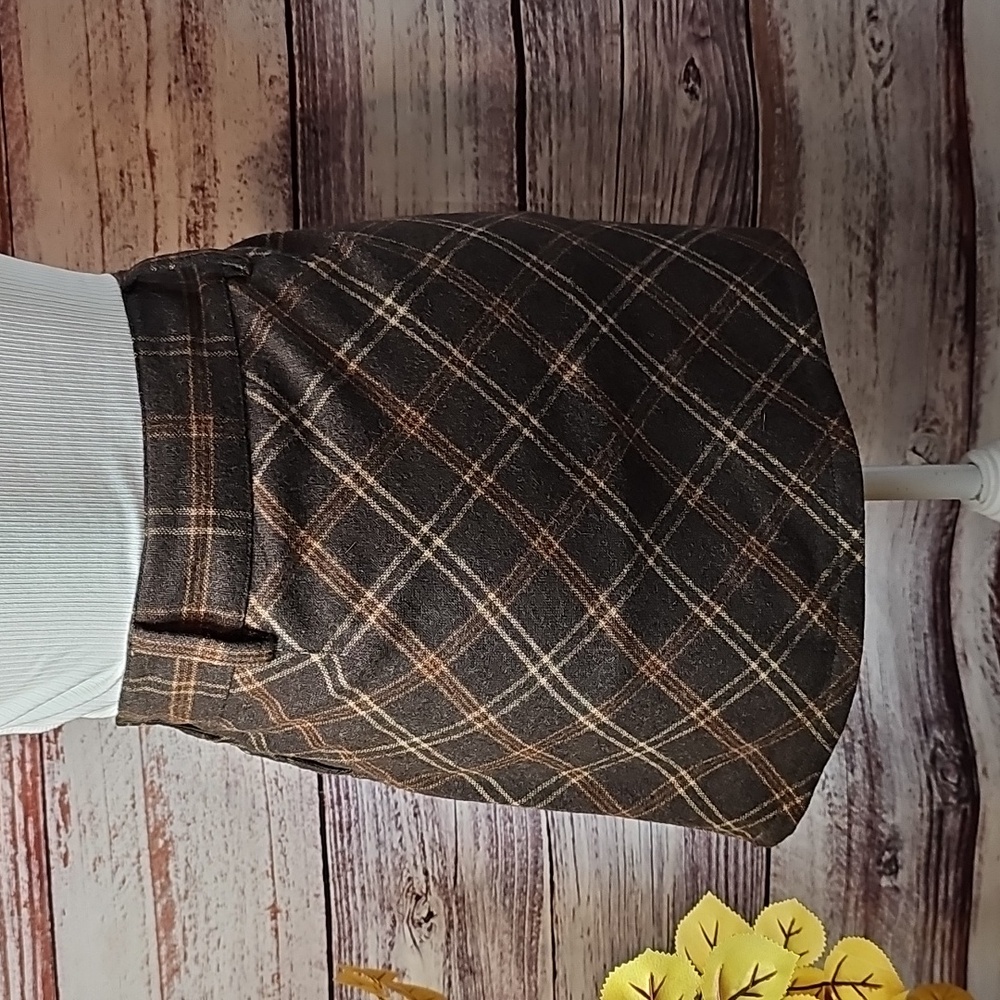 FREE PEOPLE VINTAGE Y2K BROWN PLAID WOOL BLEND MINI-SKIRT - Picture 6 of 12